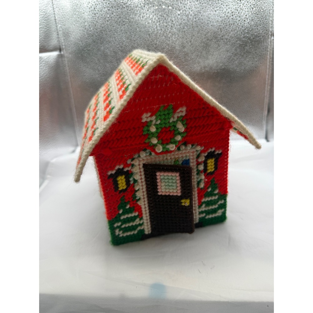 Vintage Christmas House Decor Plastic Canvas Holiday Display Handmade